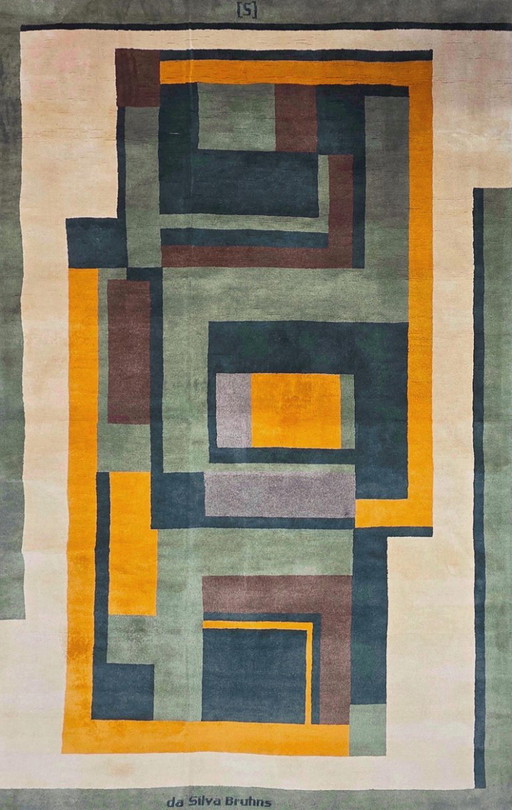 Handgeknoopt wollen tapijt geïnspireerd op Ivan da Silva Bruhns – Geometrisch Art Deco-ontwerp 250x165cm