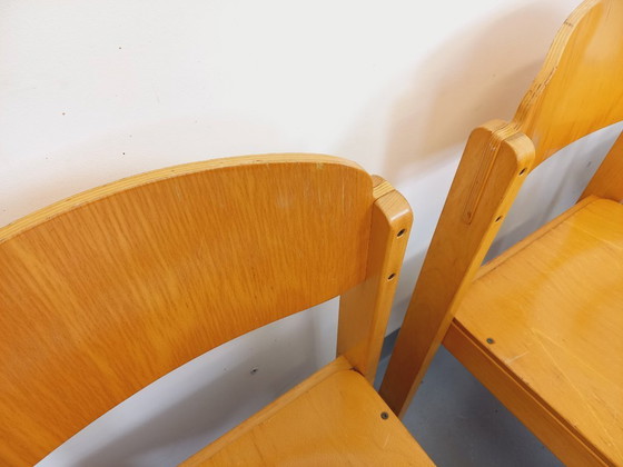 Image 1 of Set of 6 minimalist vintage beechwood chairs from the 70s and 80s