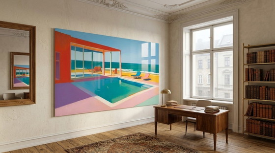 Architecture Pool Summer – Art Deco & Mid-Century Acrylic Glass Artwork 170 × 100 cm – Art Prints, Plexiglass (photo 3 of 7)