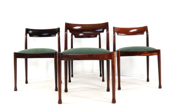Image 1 of Ensemble de 4 chaises de salle à manger en bois de rose 'Havelte' vintage tapissées