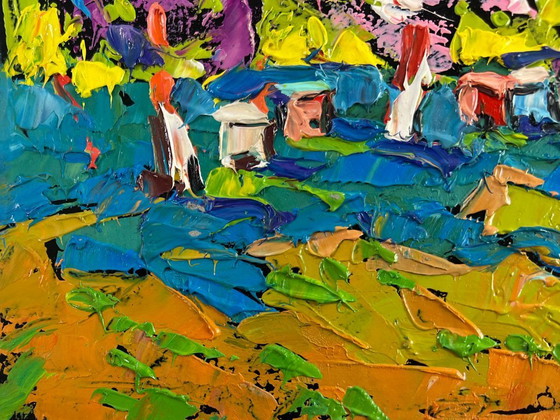 Image 1 of Original Oil Painting Flower Trees Landscape Spring is on the doorstep