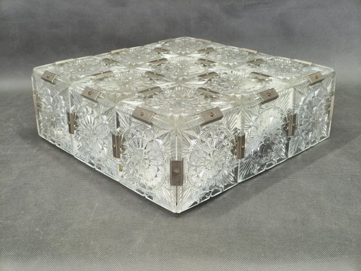 Lampada da soffitto a incasso in vetro ceco, Kamenický Šenov, anni '70