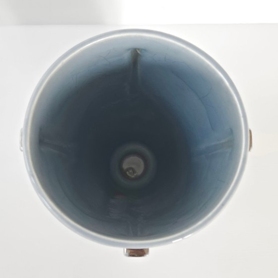 Image 1 of Vintage Scandinavian Art Deco Vase, 1920s, Ceramic, Rosewood, Chrome, Retro