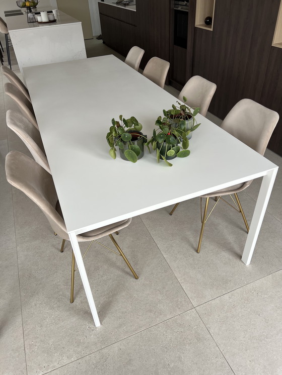 Image 1 of Eettafel wit + 8 stoelen