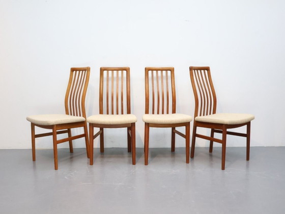 Vintage Dining chair / Teak fabric / brown cream / Schou Andersen – Scandinavian (photo 3 of 5)