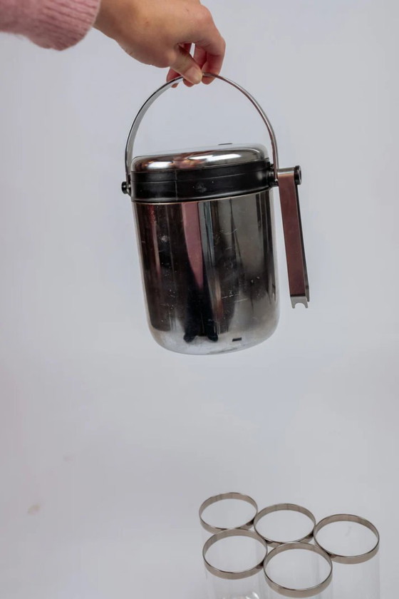 Image 1 of Vintage long drink glasses + ice bucket