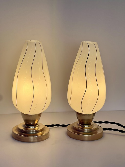 Paar vintage tulpen bedlampjes
