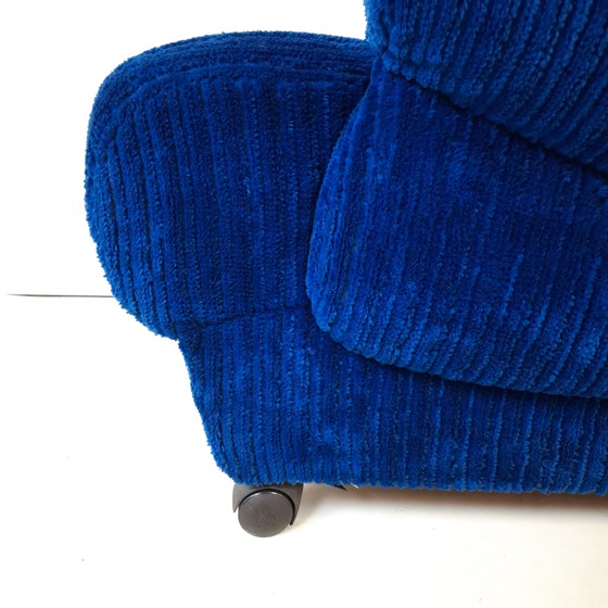 Image 1 of Vintage fauteuil blauwe corduroy stof jaren 70