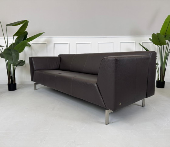 Image 1 of Rolf Benz Linea 318 Canapé Cuir Marron Banc 215cm