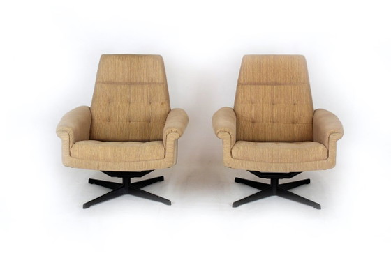 Poltrone Vintage Space Age Cecoslovacche, anni '70, Set di 4, Zona salotto, Tessile, Metallo, Beige (foto 8 di 13)
