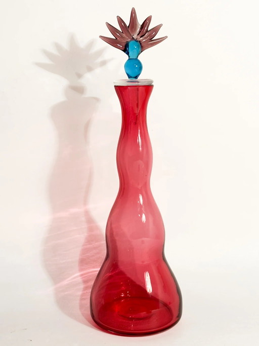 Pink Murano Glass Bottle by Alberto Ricci for De Majo from 1992