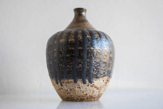 Image 1 of Mid-century Scandinavian modern brutalist art pottery vase by Mari Simmulson for Upsala Ekeby, Sweden, 1970s