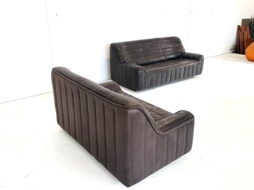 2 x Canapé en cuir De Sede DS 84 avec assise rembourrée, design de groupe
