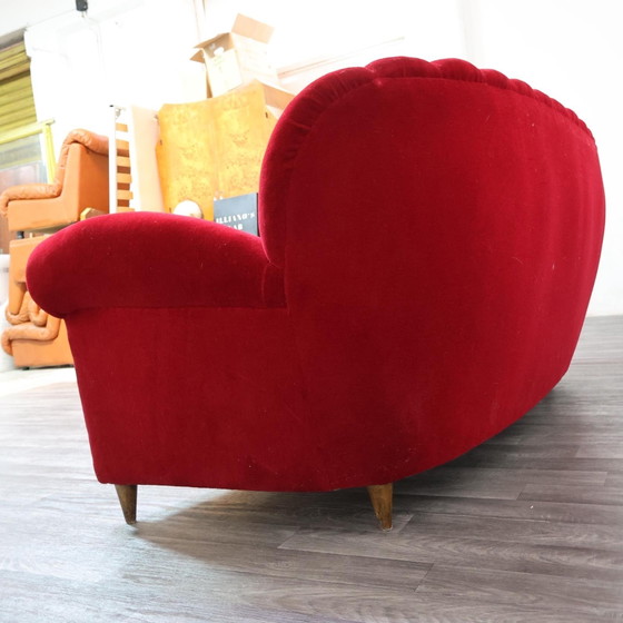 Image 1 of Sofá Art Déco Guglielmo Ulrich con diseño original de terciopelo de la década de 1940