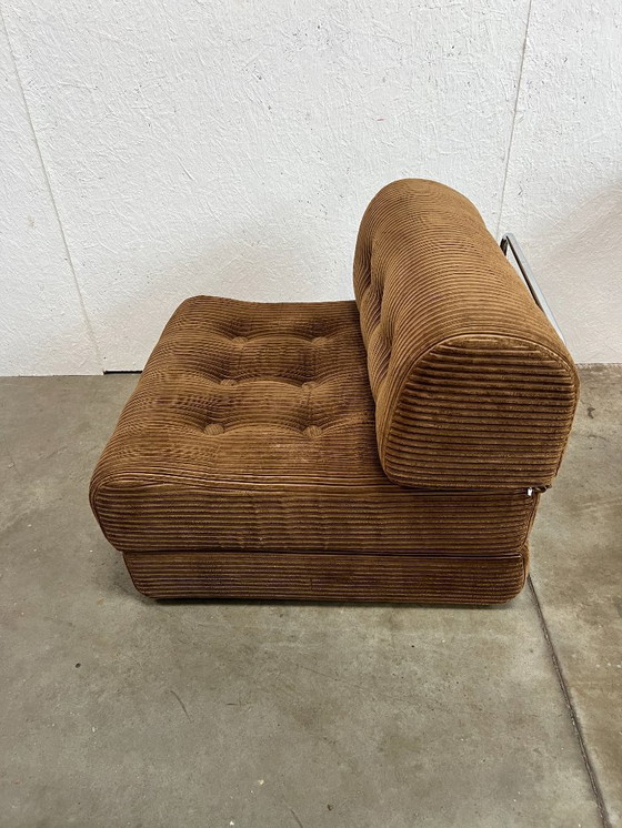 Image 1 of Vintage Fauteuil, Daybed/uitklapbed, Bruin Corduroy, 1970