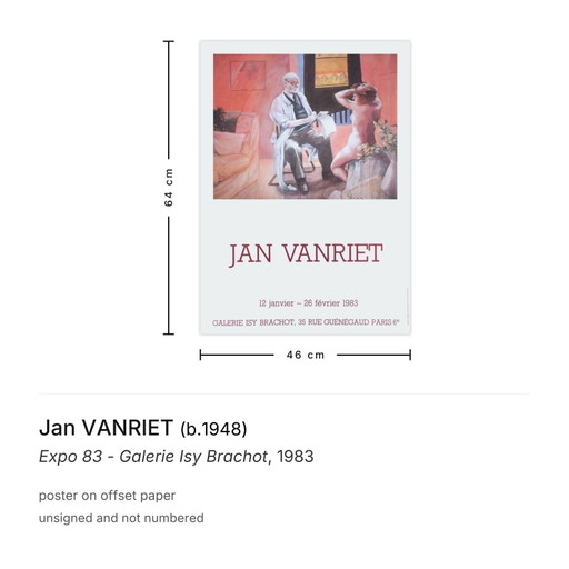 Jan VANRIET Expo 83 - Galerie Isy Brachot poster 1983