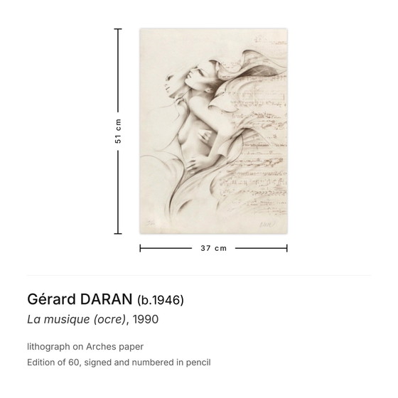 Image 1 of Gérard DARAN Music (ochre) Signed lithograph 1990