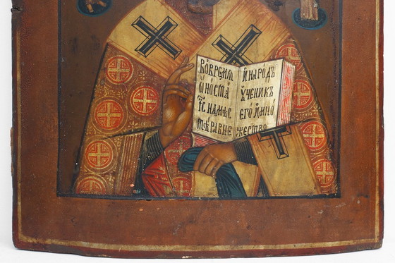 Image 1 of Icona religiosa russa del XIX secolo di San Nicola Taumaturgo