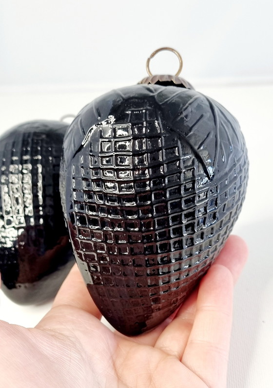 Set vintage di 2 ornamenti natalizi in vetro nero – Oggetti decorativi, Glass (photo 6 of 12)