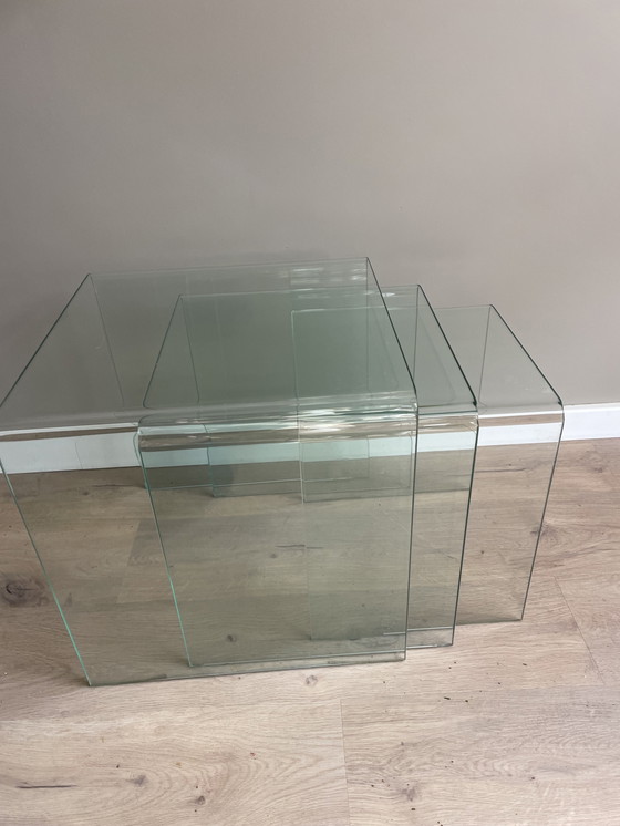 Image 1 of Vintage Set Of 3 Glass Coffee Tables