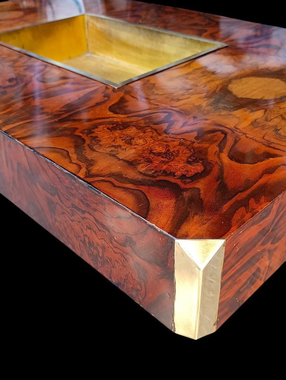 Willy Rizzo Table basse Alveo 1970s Mario Sabot Coctail Table Bois de ronce Laiton – Tables basses, Wood (photo 6 of 10)