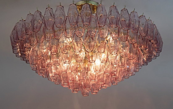 Image 1 of Carlo Scarpa Style Mid-Century Modern Murano Glass Poliedri Chandelier by Venini