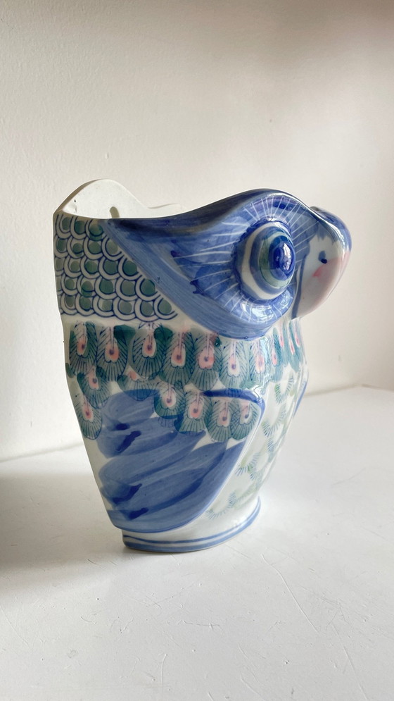 Image 1 of Vintage Chinese Porcelain Owl Planter