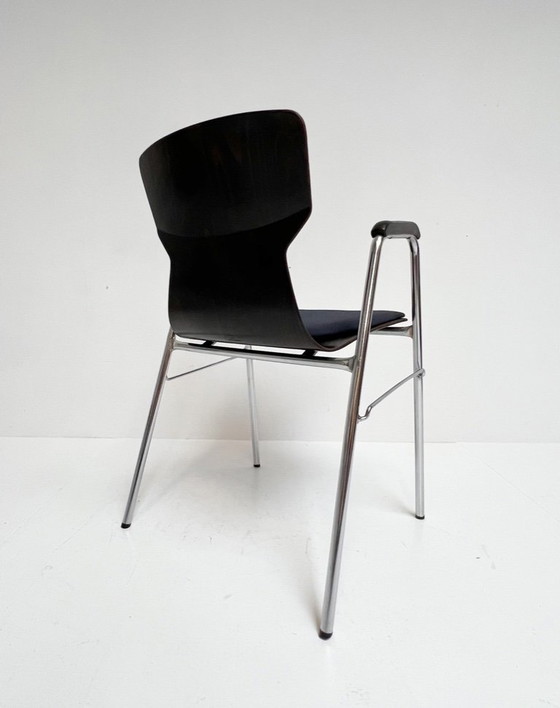 Image 1 of Satz von 6 gepolsterten Eromes Pagholz-Stühlen, 1960er Jahre