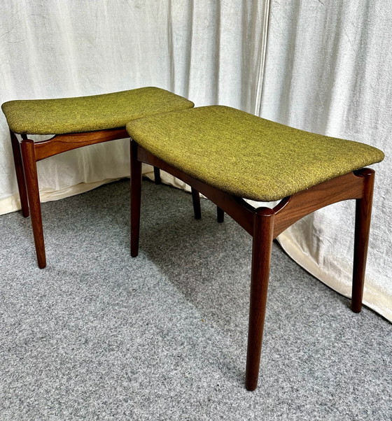 Danish Design, “Sigfred Omann, Ølholm” Poggiapiedi e pouf, Teak, Mid Century, Ølholm Møbelfabrik, Legno (foto 11 di 11)