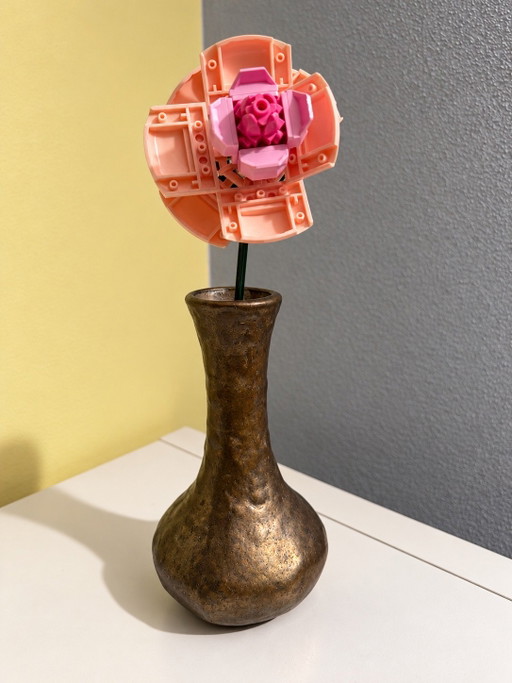 Vintage Sculpturale Vaas van Massief Brons – Brutalistisch & Wabi-Sabi Design