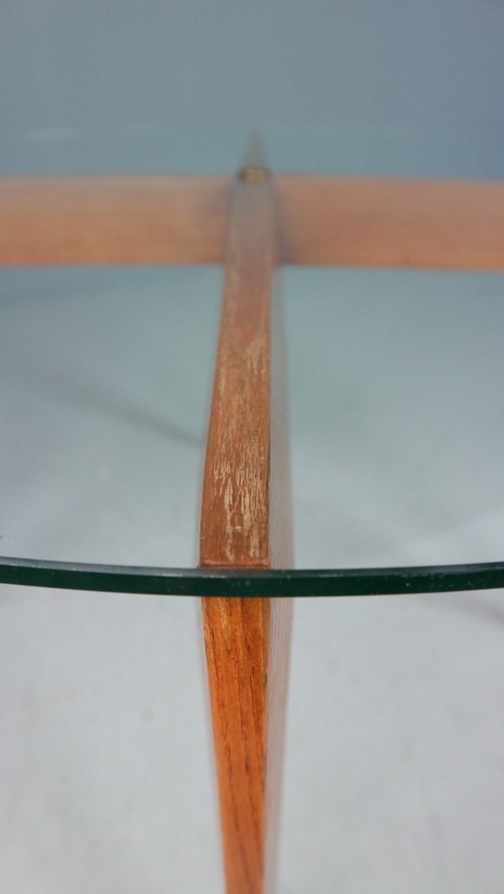Image 1 of Table basse Gio Ponti pour Isa Bergamo en chêne avec plateau rond en cristal, 1957