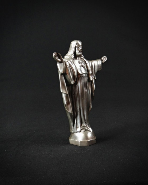 Image 1 of Heilig Hart van Jezus Christus beeldje in regula uit de Art Deco periode