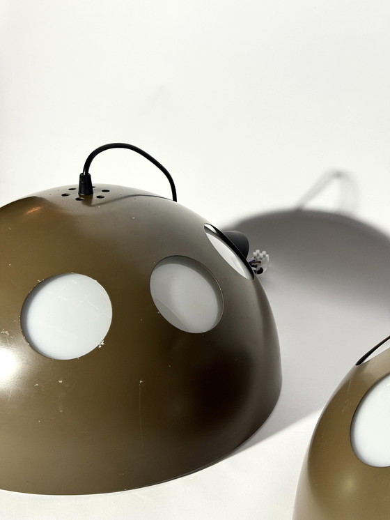 Image 1 of 2x RAAK Amsterdam El Duomo Bruine Lampen, Retro Space Age Tijdloos Futuristisch