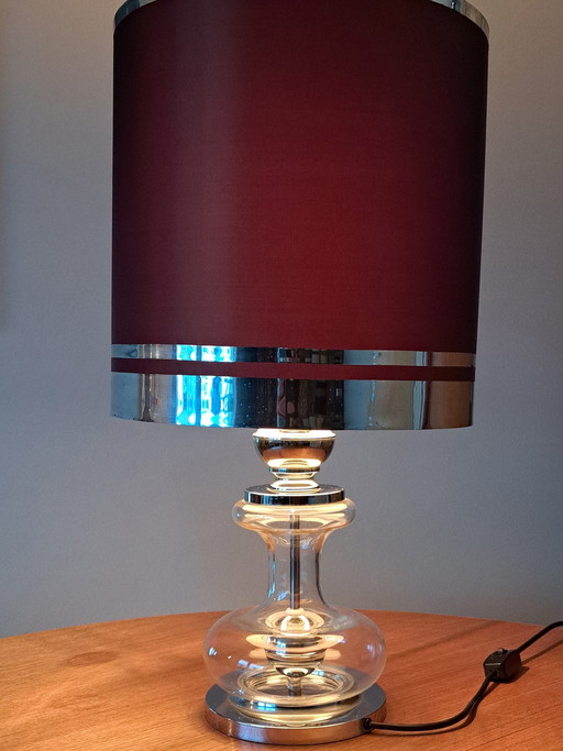 Richard Essig Designer Table Lamp – 1970s – Glass & Chrome – 62 cm