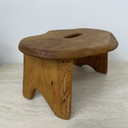 Brutalist Solid Wood Side Table/Stool, 1970s