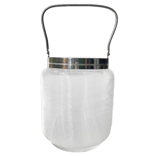 Secchiello per ghiaccio vintage Fries filo di vetro cromato anni '60