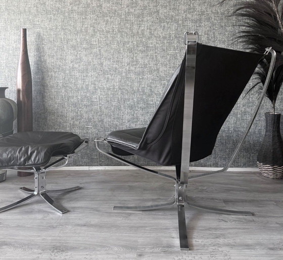 Image 1 of Fauteuil et repose-pieds Vintage Falcon – Sigurd Resell – Chrome