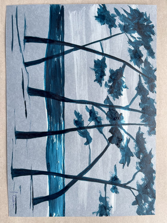 Image 1 of Encre sur papier « blue jean » 250g.  Format 21x30cm