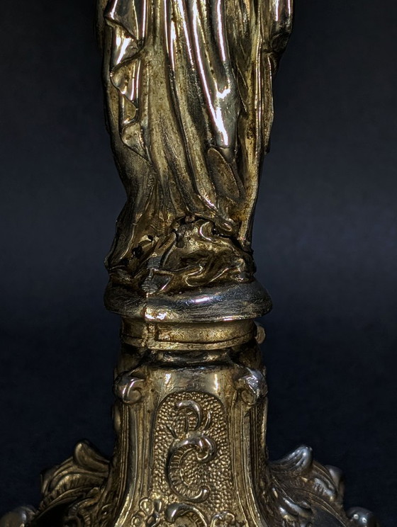 Antique Religious Candlesticks – Candle holders, Metal, Silver (photo 5 of 8)