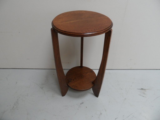 Table d'appoint ronde en chêne Art Déco