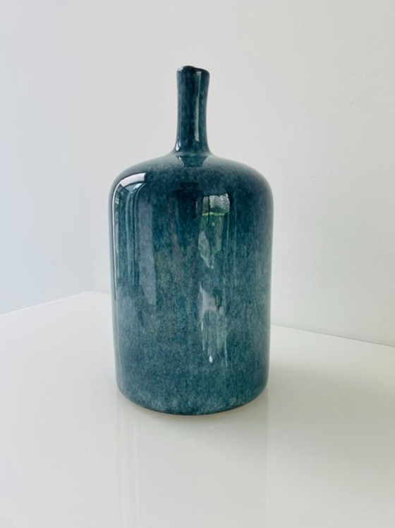 Image 1 of Vase de style scandinave, émail bleu - 23,5 cm de hauteur