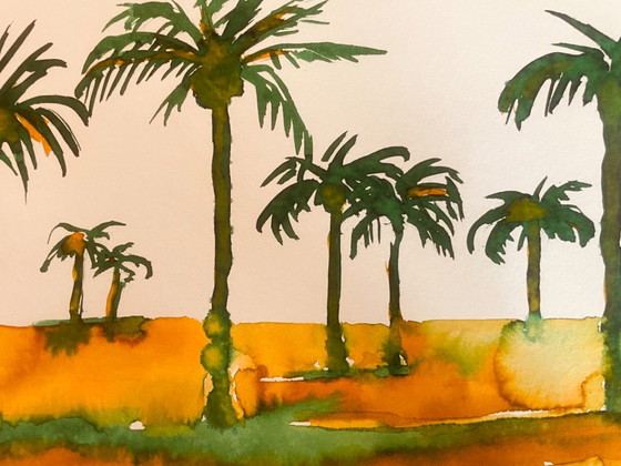 Signed Painting Egypt Landscape « Sunrise on the Nile. » – Verilhac, Art, Paper (photo 5 of 10)