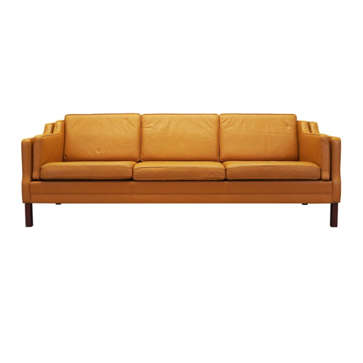 Orange leather sofa, Danish design, 1970s, production: Denmark