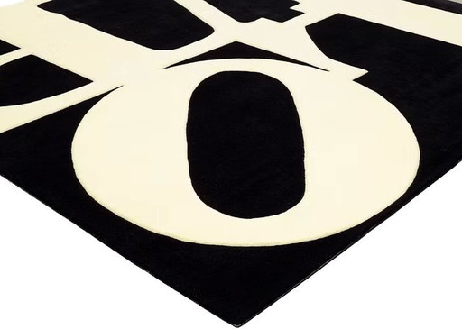 Indiana, Robert - White on Black LOVE - Multiple rug made of wool, hand-tufted