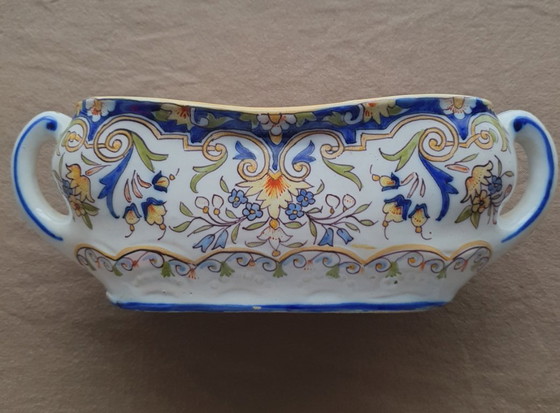 Image 1 of Desvres antica giardiniera - Fourmaintour Frères - dipinta a mano