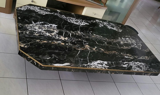 Luxury Vintage Italian Marble Coffee Table, Nero Portoro, Black (photo 4 of 13)