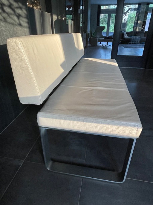 Banc de salle à manger Rolf Benz en cuir gris clair