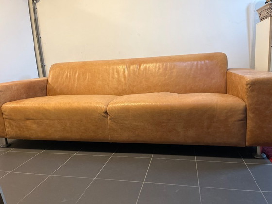 Image 1 of Goossens Bank Mountain Alp cognac, leather, 3-seater, urban industrial