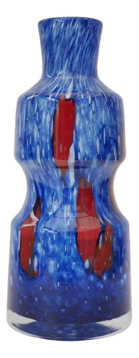 Image 1 of Blue glass art vase from Prachen Glass Works