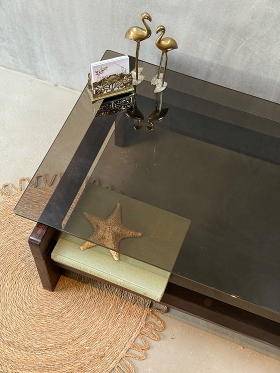 Image 1 of Vintage / Mid-Century Wenge coffee table with smoked glass